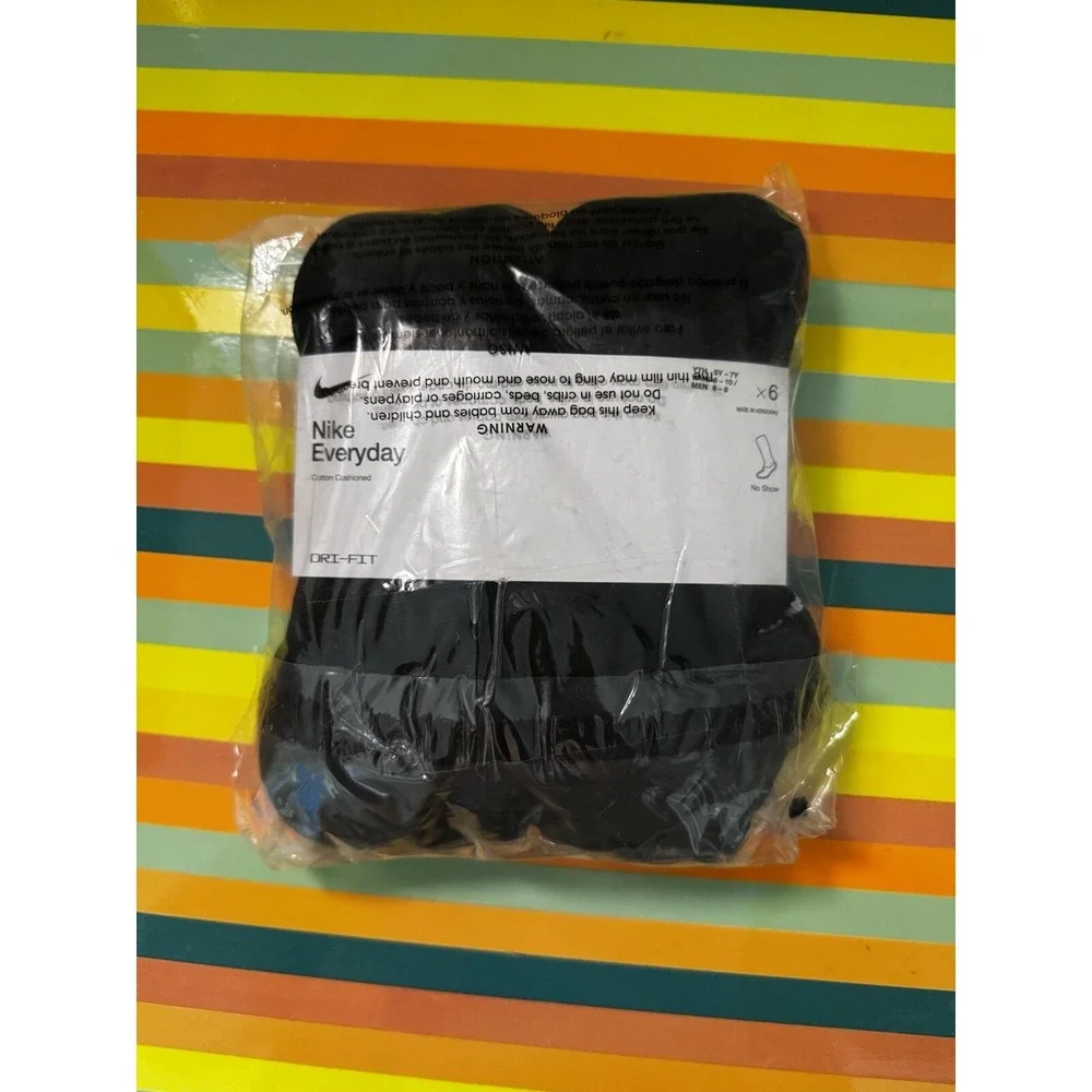 Nike No Show Socks Black Dri-FIT Lightweight Sportswear 6 Pack Size M 6-8 New - Picture 3 of 4